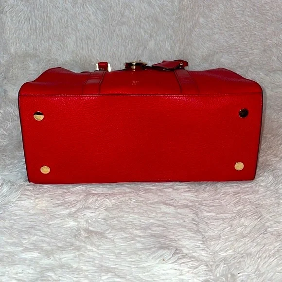 Michael Kors MK Nouveau Hamilton Leather Satchel Crossbody Bag Purse in Red - Picture 11 of 17